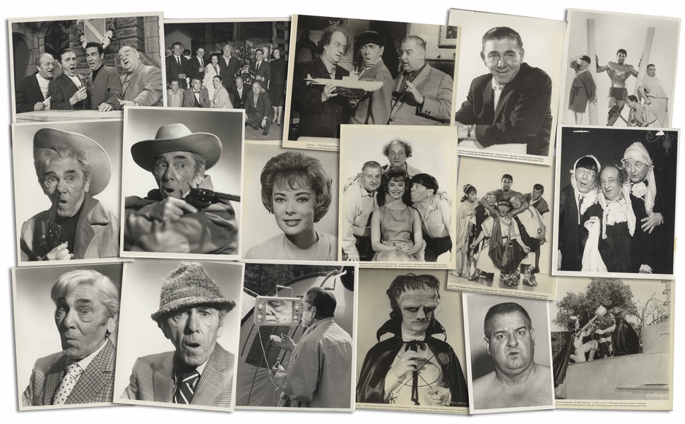 Moe Howard's Lot of 100 Photos From the Curly Joe Era -- Some Candid, Some From Three Stooges Films & Appearances, Cartoon Characters, Etc. -- 10'' x 8'' Except for a Few -- Very Good Plus